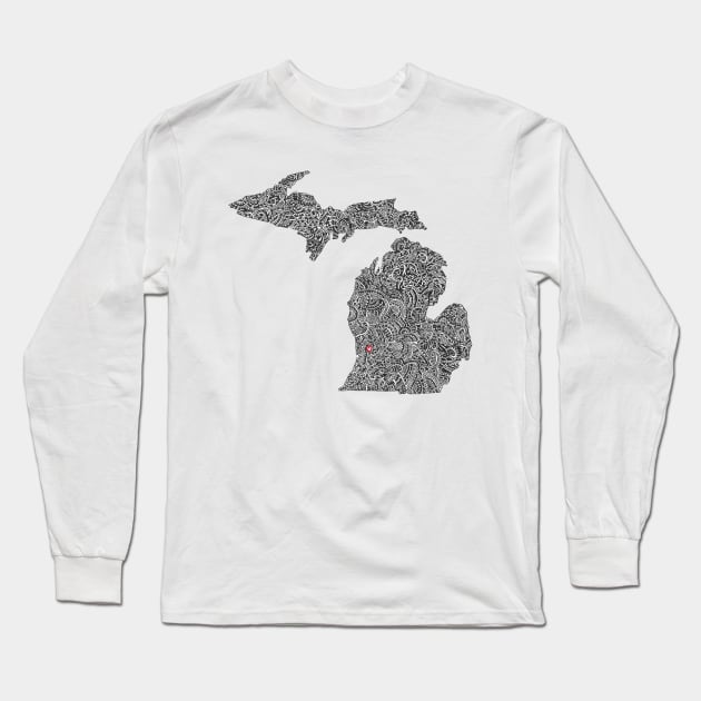 Grand Rapids Map Design Long Sleeve T-Shirt by Naoswestvillage